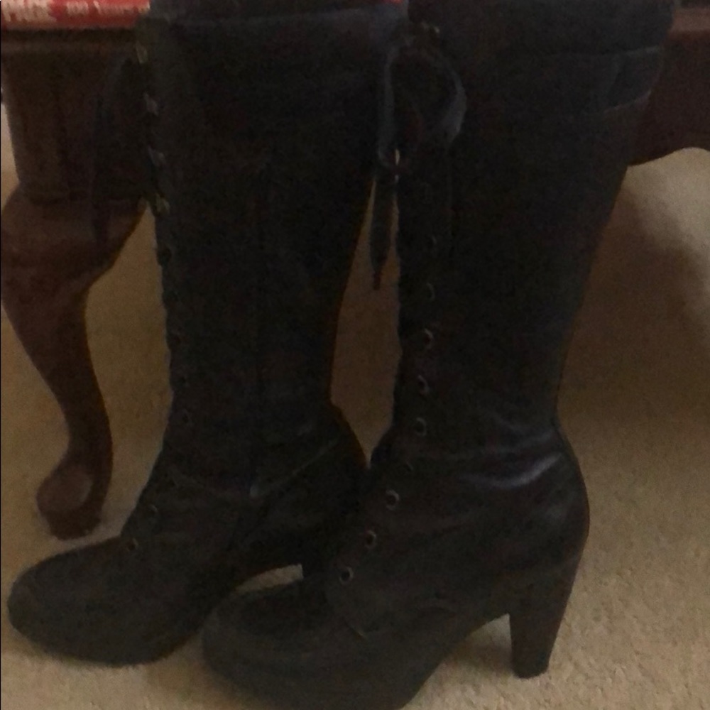 Nike air knee high leather laced up boots EUC - Picture 3 of 10